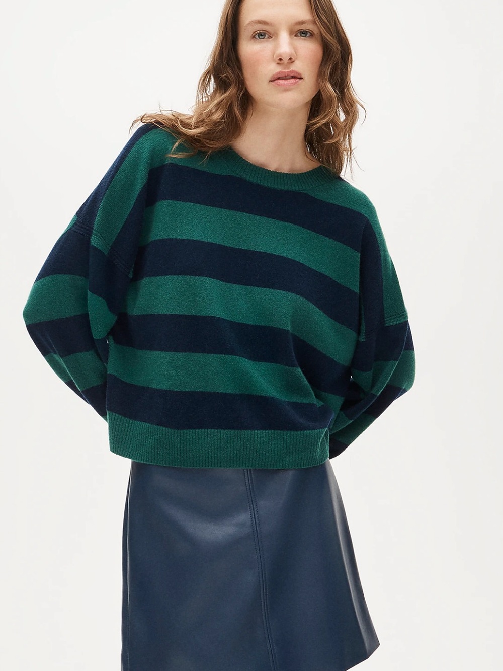 NWT J. Crew Cashmere blouson-sleeve sweater in Stripe Size Small - Picture 2 of 6